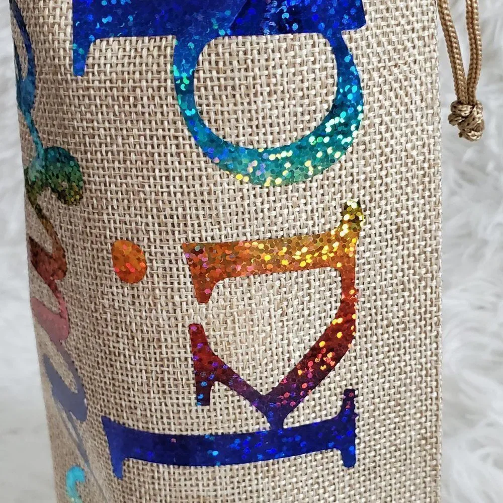 Because Kids Burlap Jute Wine Bag with Drawstrings